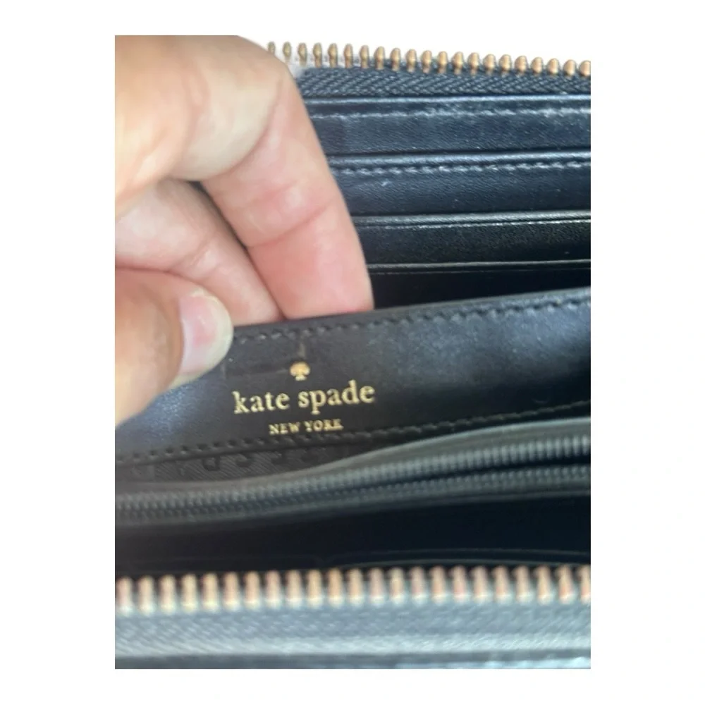 Kate Spade Black Pebbled Leather Laser Cut Continental‎ Wallet